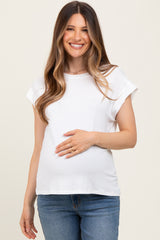 White Crew Neck Maternity Muscle Tee