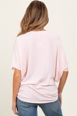 Light Pink V-Neck Crepe Knit Maternity Top