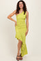 Lime One Shoulder Asymmetrical Ruffle Dress