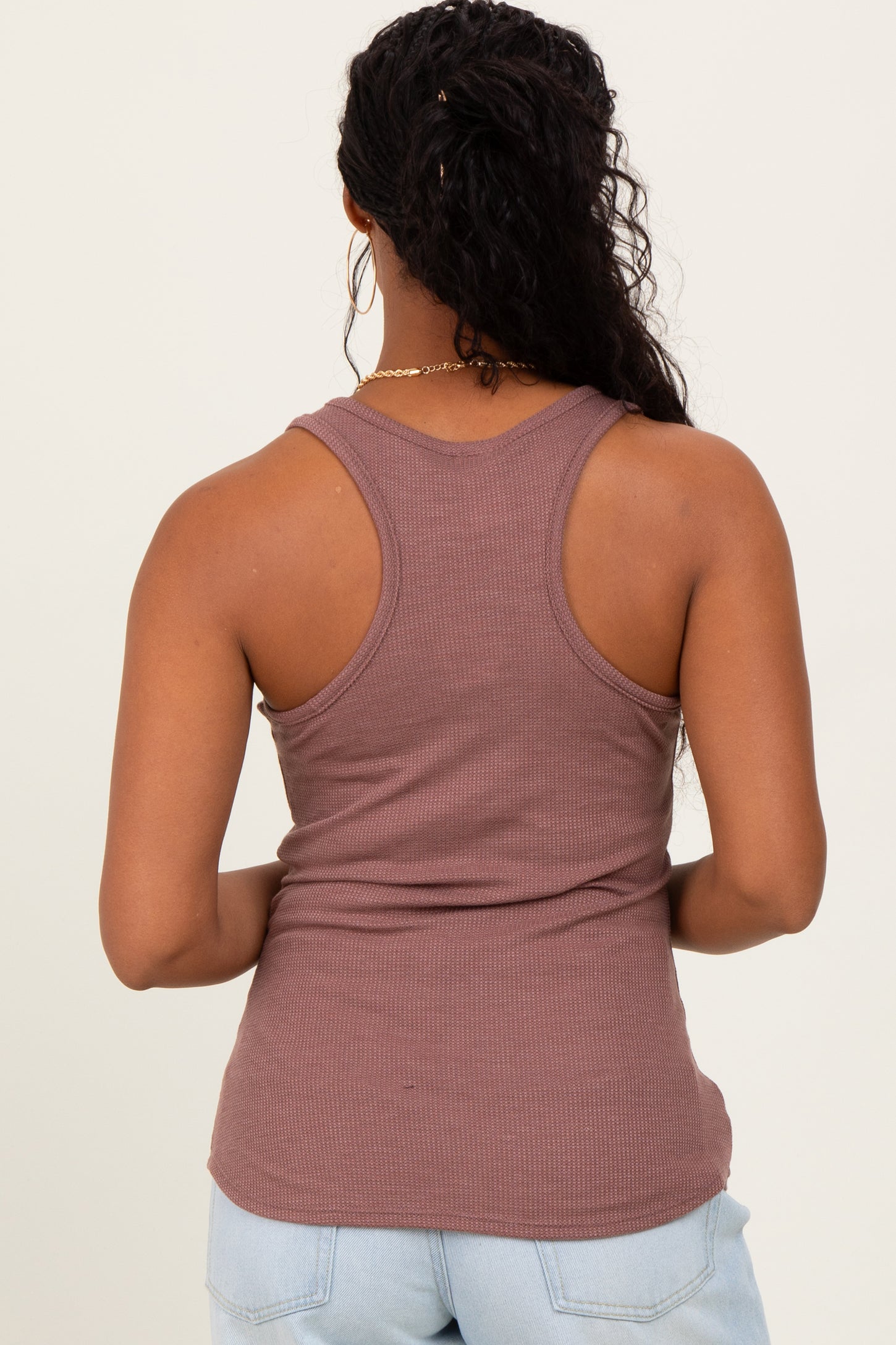Mauve Button Front Tank Top