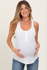 White Button Front Maternity Tank Top