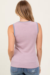 Mauve Solid Ribbed Tank Top