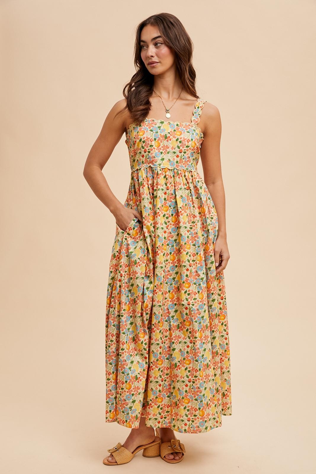 scallop maxi dress Juliet Cotton Scallop Edge Maxi Dress