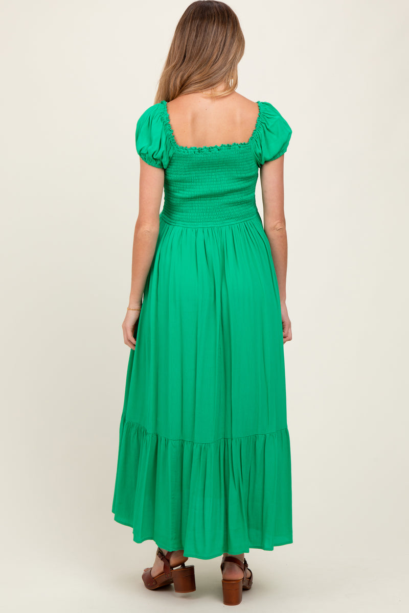 Green Ruffle Detail Square Neck Maternity Maxi Dress PinkBlush Green Ruffle Detail Square Neck Maternity Maxi Dress PinkBlush
