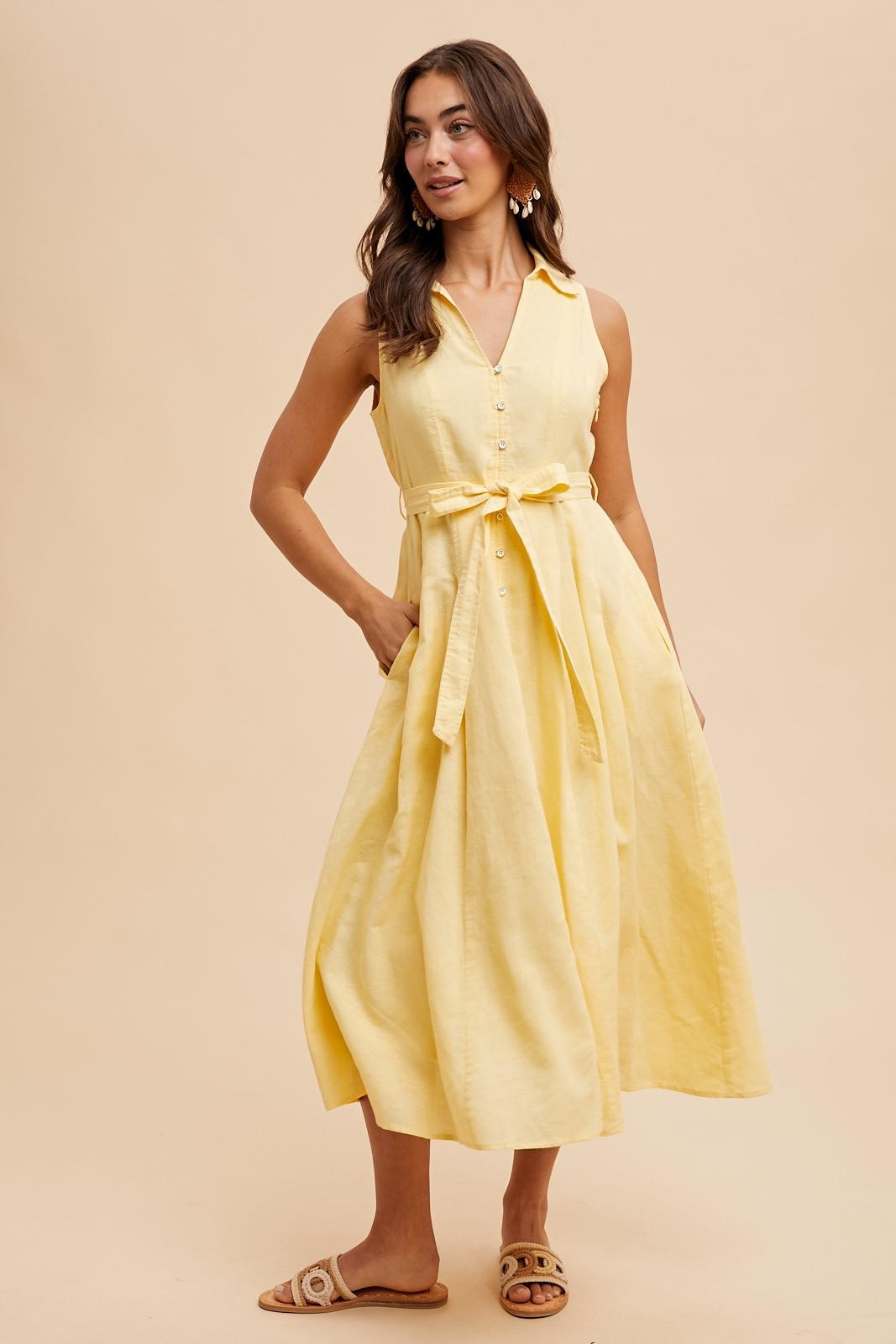 linen shirt dress sleeveless Yellow Blend Midi – PinkBlush fall outfits cute Fashion Green Shift Silk the model is 5 Size:S (8, 10, 12)