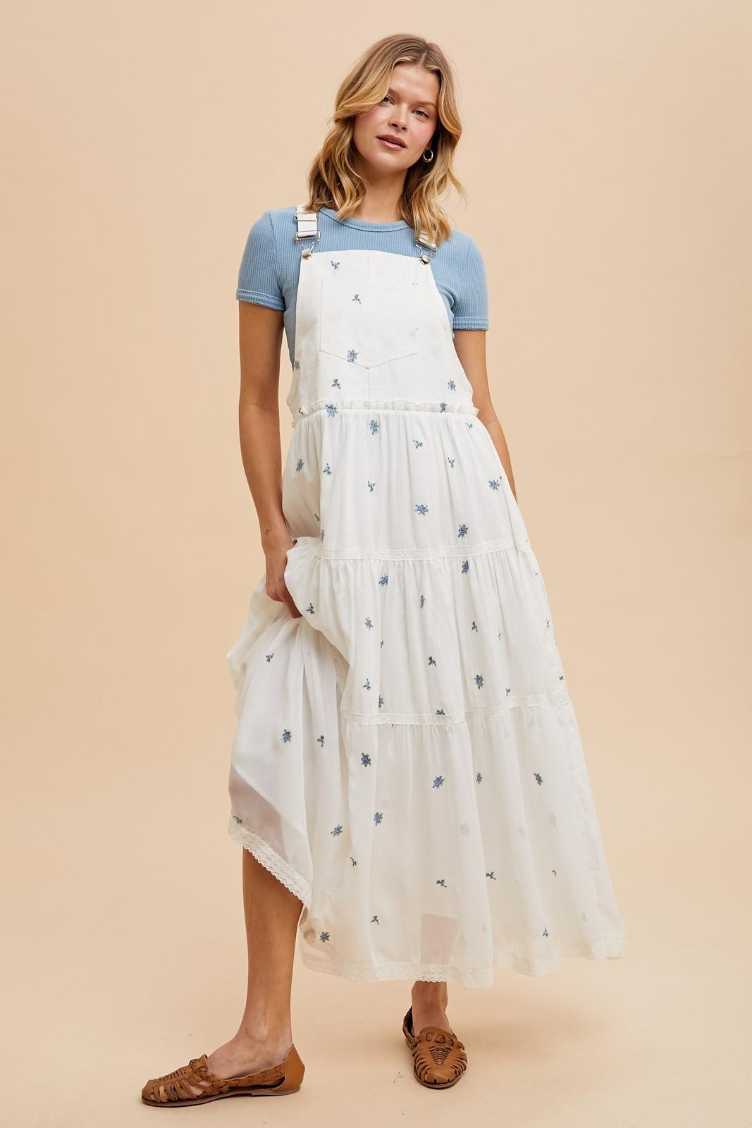 White Embroidered Floral Skirtall