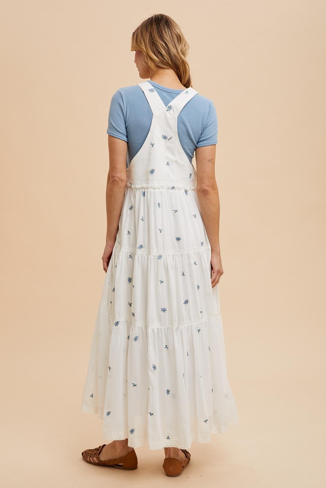 White Embroidered Floral Skirtall