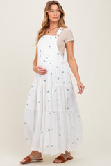 White Embroidered Floral Maternity Skirtall