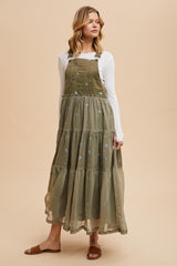 Olive Embroidered Floral Skirtall