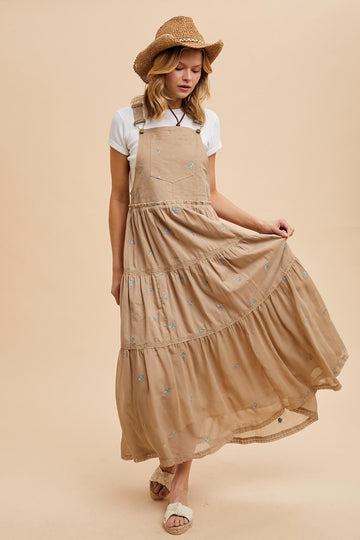 Light Taupe Embroidered Floral Skirtall