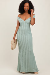 Light Olive Ruffle Texture Convertible Backless Maternity Maxi Dress