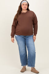 Blue Relaxed Cuffed Maternity Plus Ankle Straight Leg Jeans