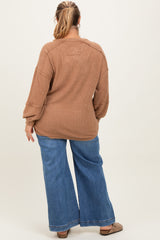 Blue Yoke Detail Ankle Wide Leg Maternity Plus Jeans