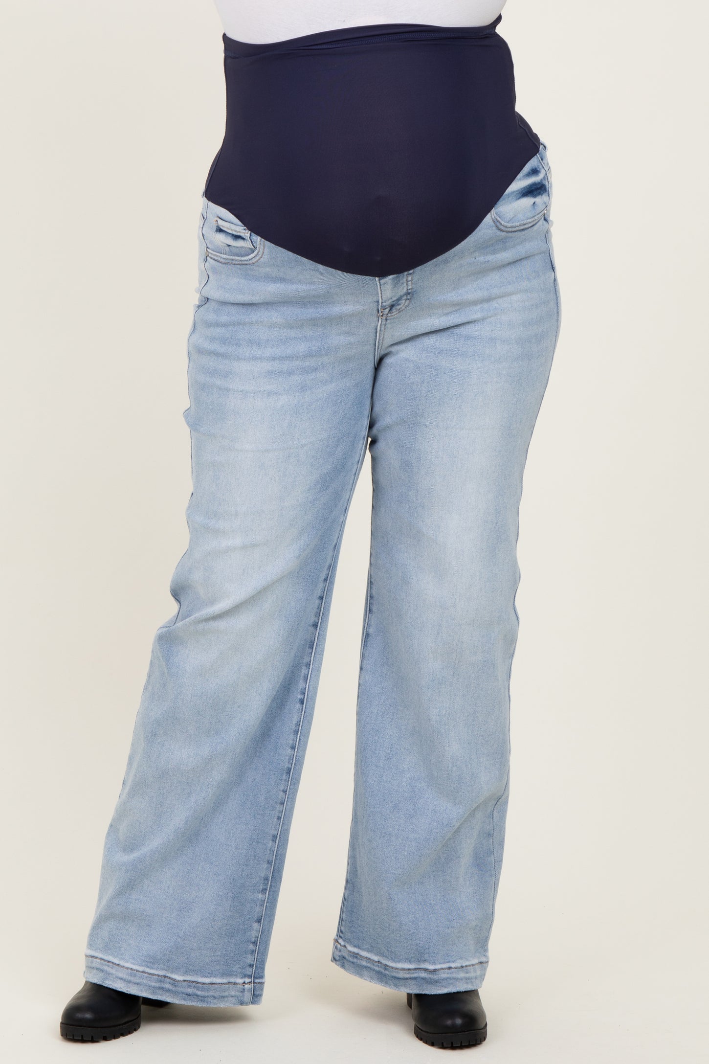 Blue Vintage Wash Wide Leg Maternity Plus Jeans