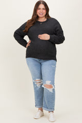 Light Blue Ripped Knee Rolled Cuff Straight Leg Maternity Plus Jeans