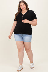 Blue Cut Hem Maternity Plus Jean Shorts