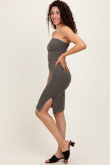 Olive Basic Strapless Fitted Dress