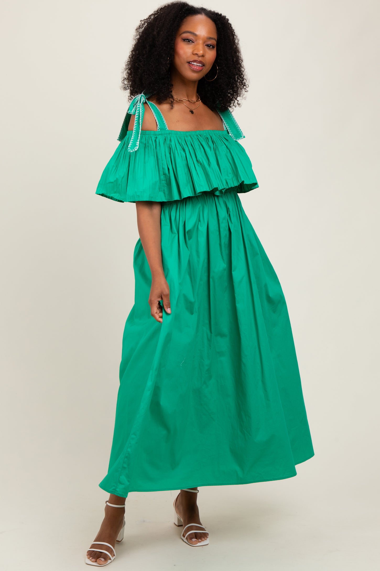 flounce midi dress The Smocked The Standard Stitch Opaque Stretch Sweetheart Bubble Flounce Midi Dress