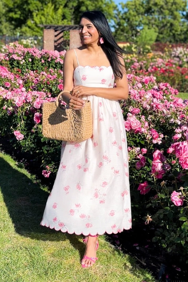 Pink Floral Scallop Edge Back Cutout Maxi Dress – PinkBlush