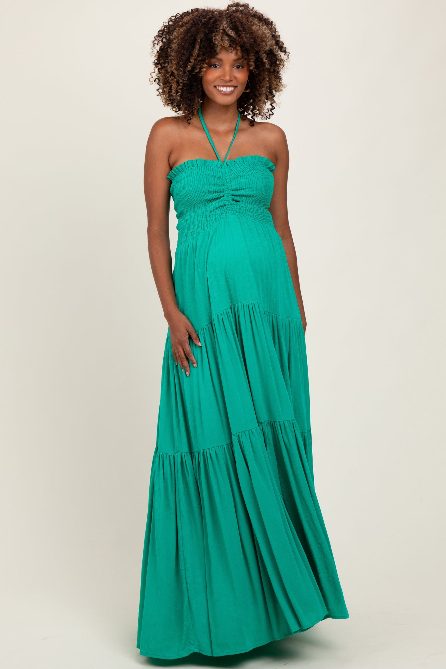 halter tiered maxi dress Black Floral Halter Neck Tiered Maxi Dress X-Large