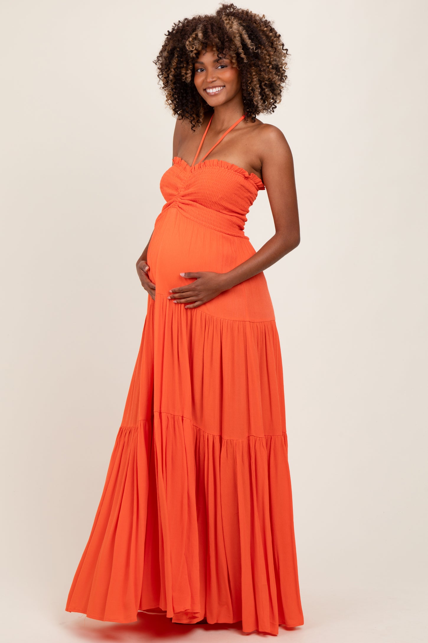 maxi burnt orange maternity dress Orange Smocked Halter Tiered Maternity Maxi Dress PinkBlush maxi burnt orange maternity dress Orange Smocked Halter Tiered Maternity Maxi Dress PinkBlush