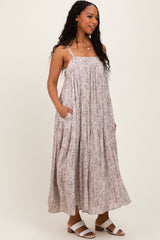 Grey Tiered Sleeveless Maxi Dress