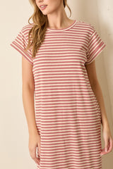Red Striped Midi T-Shirt Dress