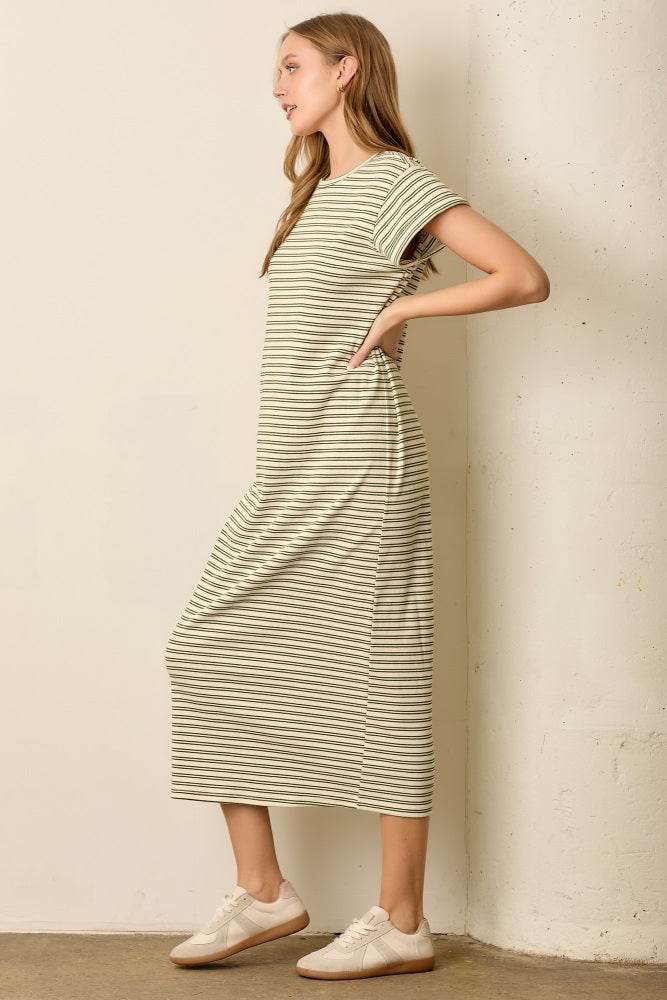 striped t shirt dress midi Jett Striped T-shirt Dress