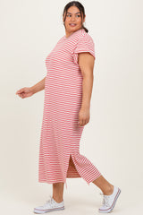 Red Striped Plus Midi T-Shirt Dress