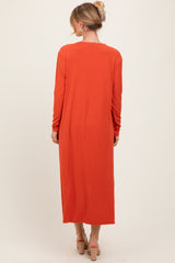 Orange Ribbed Cardigan 2 Piece Set