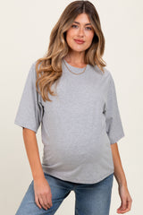 Heather Grey Crew Neck Oversized Maternity Tee