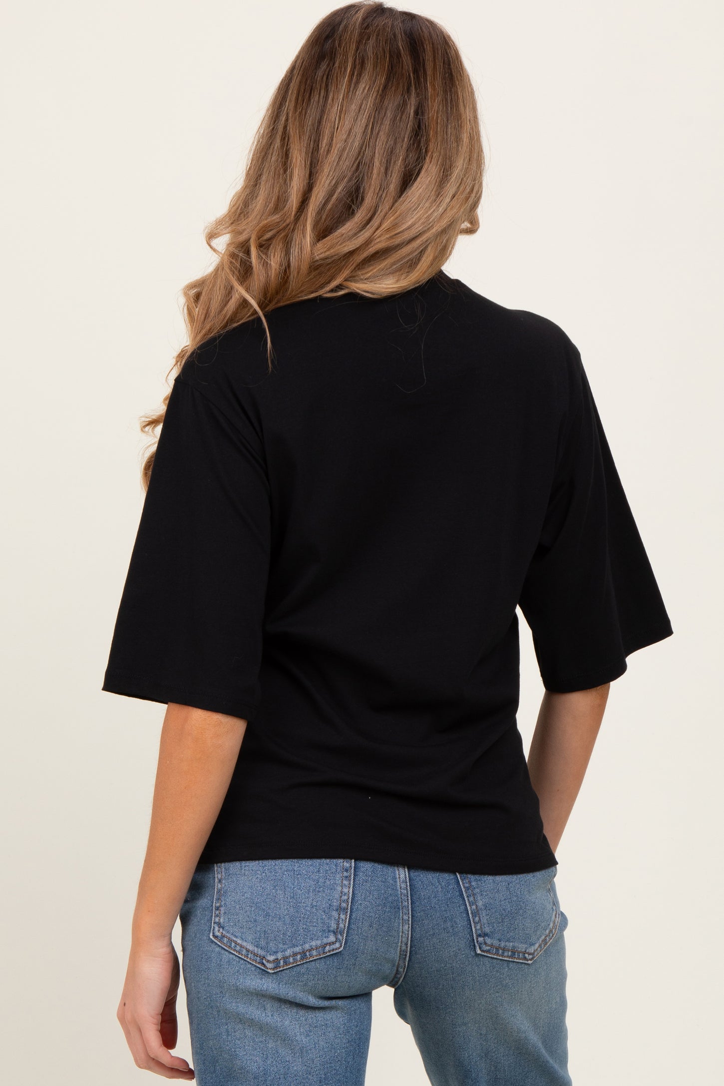 Black Crew Neck Oversized Maternity Tee