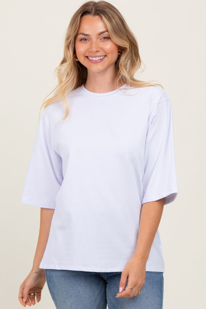 White Crew Neck Oversized Maternity Tee