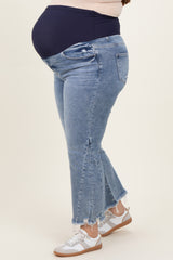 Blue Distressed Wide Leg Maternity Plus Jeans
