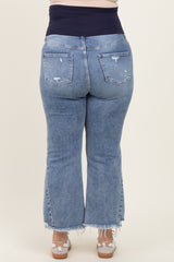 Blue Distressed Wide Leg Maternity Plus Jeans