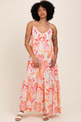Orange Floral Tie Back Maxi Dress