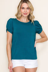 Teal Twisted Short Sleeve Top