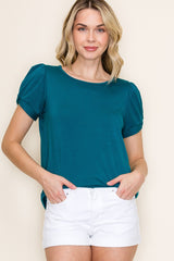 Teal Twisted Short Sleeve Top
