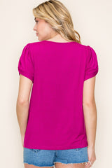 Magenta Twisted Short Sleeve Top