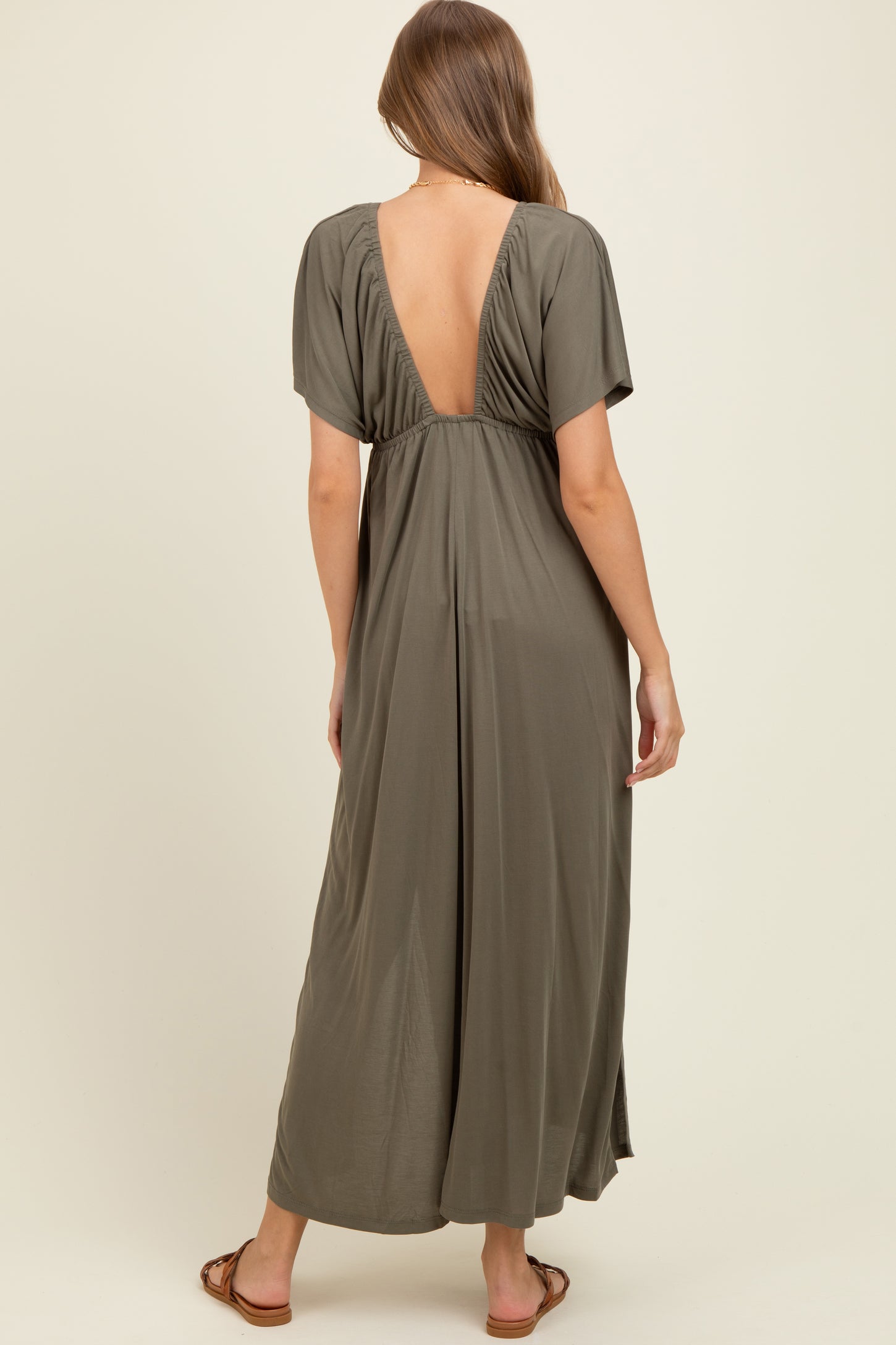 v neck flutter sleeve dress Sail to Sable V-Neck Linen-Blend Mini Imported Product measurements NYLAND Ulla V-Neck Flutter Sleeve