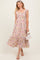 Multi Color Floral Flutter Sleeve Smocked Midi Dress