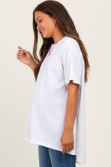 White Oversized Cut Hem Maternity Short Sleeve T-Shirt