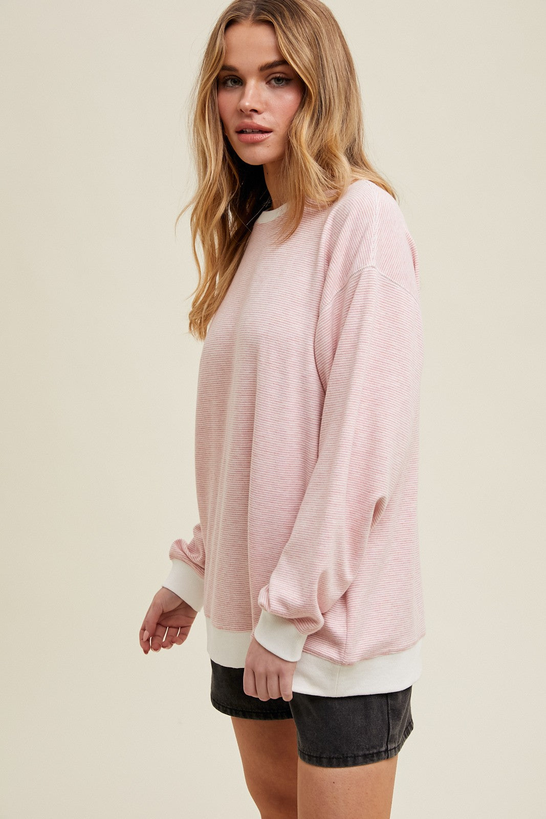 Light Pink Striped Pullover Top