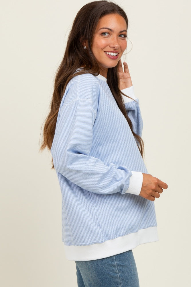 Blue Striped Maternity Pullover Top