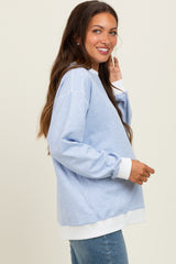 Blue Striped Maternity Pullover Top