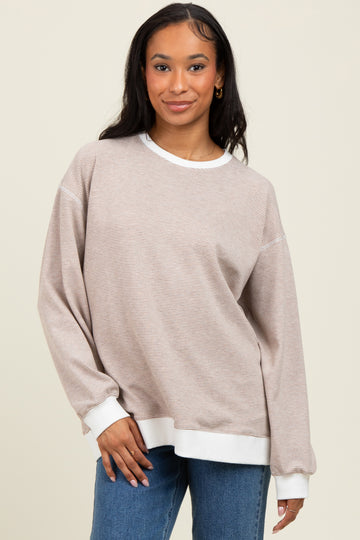 Mocha Striped Pullover Top