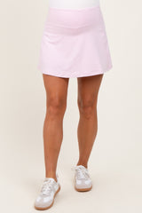 Pink Back Pleat Maternity Skort