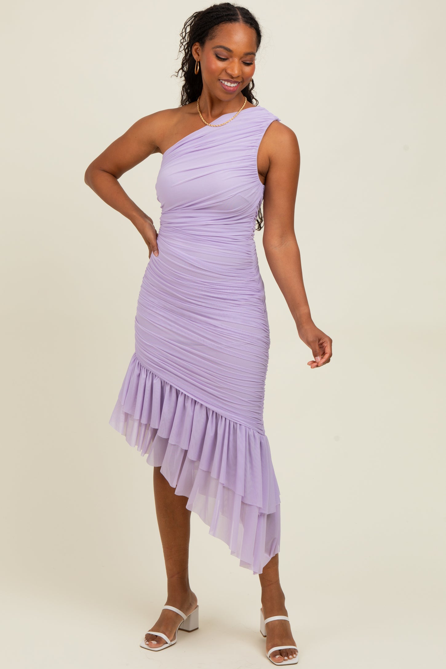 lavender asymmetrical dress Lavender Elegance Asymmetrical Sequin Gown Purple / Medium (4/6)