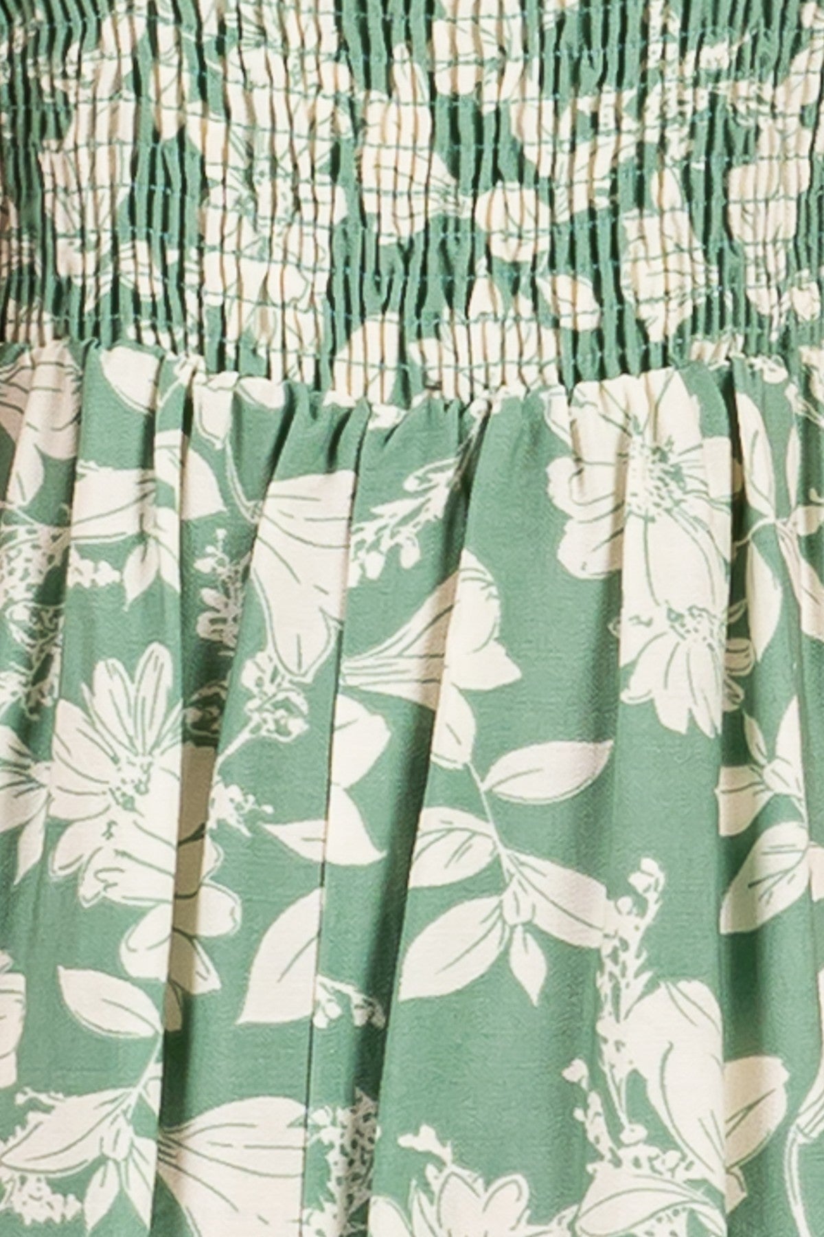 Light Olive Floral Sleeveless Midi Dress