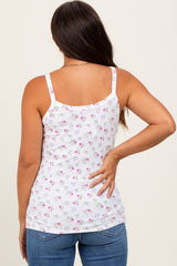 Lavender Floral Ribbed Maternity Tank Top